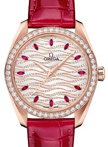 Omega Seamaster Aqua Terra 150M Co-Axial Master Chronometer 220.58.38.20.99.004 White Diamond Bezel Sedna Gold Leather 38mm - BRAND NEW