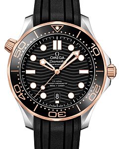Omega Seamaster Diver 300M 42mm Steel/Sedna Gold Black Dial Rubber Strap 210.22.42.20.01.002