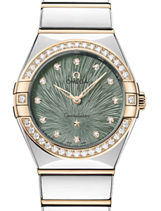Omega Constellation Co-Axial Master Chronometer 28mm Steel Moonshine Gold Green Dial   131.25.28.60.60.001