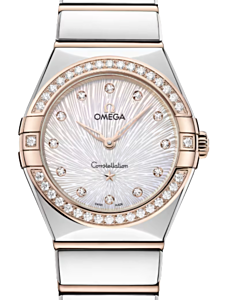Omega Constellation Co-Axial Master Chronometer 28mm Steel Sedna Gold Mother of Pearl Dial 131.25.28.60.55.003