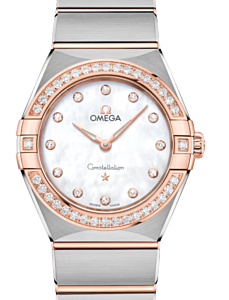 Omega Constellation Co-Axial Master Chronometer 28mm Steel Sedna Gold White Mother of Pearl Dial 131.25.28.60.55.001
