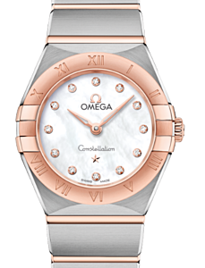 Omega Constellation Quartz 25mm Steel Sedna Gold White Mother of Pearl Dial 131.20.25.60.55.001