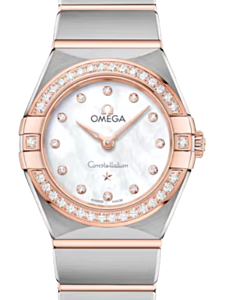 Omega Constellation Quartz 25mm Steel Sedna Gold White Mother of Pearl Dial 131.25.25.60.55.001