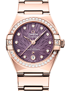 Omega Constellation Co-Axial Master Chronometer 29mm Sedna Gold Diamond Purple Dial  131.55.29.20.60.001