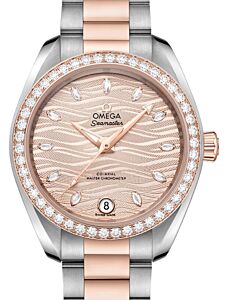 Omega Seamaster Aqua Terra 150M Co-Axial Master Chronometer 34mm Stainless Steel Sedna Gold Diamond Bezel Grey Nude Diamond Hour Dial Steel-Sedna Gold Bracelet 220.25.34.20.59.001 - BRAND NEW