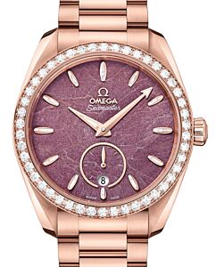 Omega Seamaster Aqua Terra 150M Co-Axial Master Chronometer Small Seconds 38mm Sedna Gold Diamond Bezel Purple Dial Sedna Gold Bracelet 220.55.38.20.99.001 - BRAND NEW