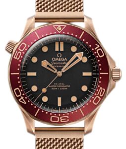 Omega Seamaster Diver 300M 42mm Bronze Gold Black Dial Mesh Bracelet 210.90.42.20.01.003