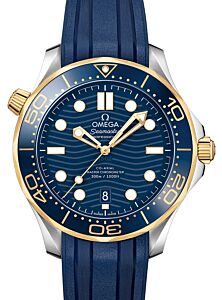 Omega Seamaster Diver 300M 42mm Steel/Yellow Gold Blue Dial Rubber Strap 210.22.42.20.03.001