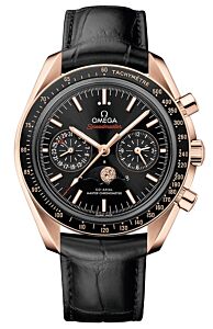 Omega Speedmaster Two Counters Moonphase 44.25mm Sedna Gold Black Dial Leather Strap 304.63.44.52.01.001