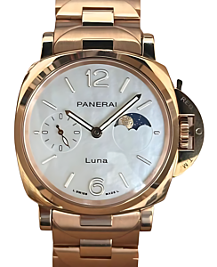Panerai Luminor Due Luna TuttoOro Goldtech 38mm White Mother of Pearl Moonphase Dial PAM01504 - BRAND NEW