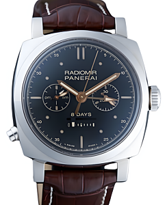 Panerai Radiomir 1940 Chrono Monopulsante 8 Days GMT Oro Bianco White Gold Black Dial PAM00503