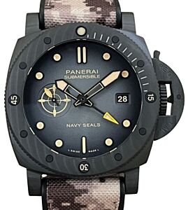 Panerai Submersible QuarantaQuattro GMT Navy SEALs Carbotech 44mm Black Dial PAM01513