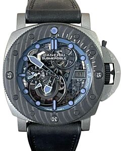 Panerai Submersible S Brabus Blue Shadow Edition Titanium 47mm Skeleton Dial Leather Strap PAM01241 - BRAND NEW
