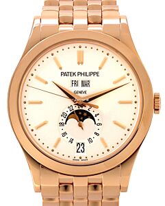 Patek Philippe Complications Annual Calendar Moon Phases Rose Gold Silver Opaline Dial 5396/1R-010 