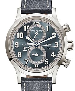 Patek Philippe Complications Calatrava Pilot Travel Time Chronograph White Gold Blue-Gray Dial 5924G-001 - BRAND NEW
