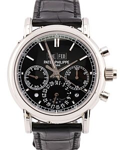 Patek Philippe Grand Complications Split-Seconds Chronograph Perpetual Calendar Platinum Black Dial 5204P-011 PRE-OWNED