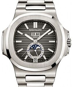 Patek Philippe 5726/1A-001 Nautilus Annual Calendar Black Moonphase Steel - PRE-OWNED