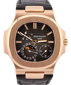 Patek Philippe Nautilus Moon Phases Rose Gold Black Brown Dial 5712R-001 - PRE-OWNED