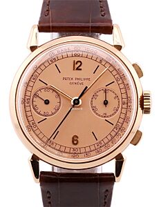Patek Philippe Vintage Manual Wind Chronograph Rose Gold 36mm Opaline Salmon Dial 1579 