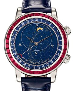Patek Philippe Celestial Joaillerie Platinum Blue Dial Ruby Bezel 6104/12P-010 - BRAND NEW