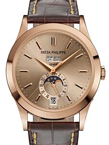 Patek Philippe Complications Annual Calendar Moon Phases Rose Gold Sunburst Sand Beige Dial 5396R-016 - BRAND NEW