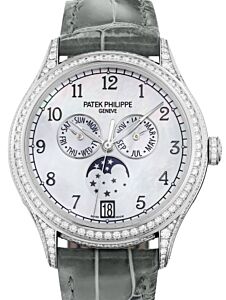 Patek Philippe Complications Annual Calendar Moon Phases White Gold White Mother of Pearl Dial 38mm Diamond Bezel 4948G-010 - BRAND NEW