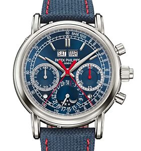 Patek Philippe Grand Complications Split-Seconds Chronograph Perpetual Calendar White Gold Navy Blue Dial 5204G-010 - BRAND NEW