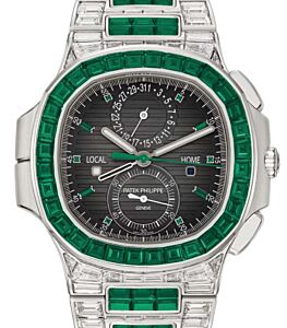Patek Philippe Nautilus Haute Joaillerie Diamond/Emerald Set White Gold Gray Dial 5990/1423G-001 - BRAND NEW