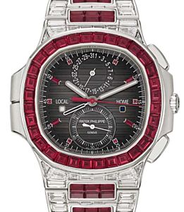 Patek Philippe Nautilus Haute Joaillerie Diamond/Ruby Set White Gold Gray Dial 5990/1422G-001 - BRAND NEW