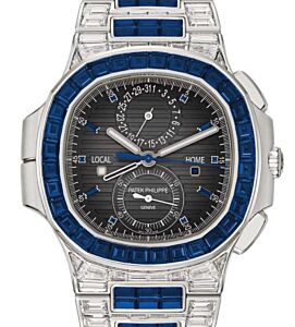 Patek Philippe Nautilus Haute Joaillerie Diamond/Sapphire Set White Gold Gray Dial 5990/1422G-001 - BRAND NEW