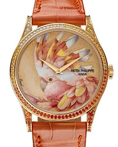 Patek Philippe Rare Handcrafs Calatrava "Leadbeater’s Cockatoo" Rose Gold/Gem-Set 5077/210R-001 - BRAND NEW