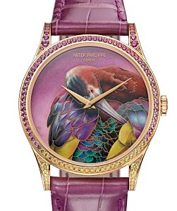 Patek Philippe Rare Handcrafs Calatrava "White-Faced Ibis" Rose Gold/Gem-Set 5077/213R-001 - BRAND NEW
