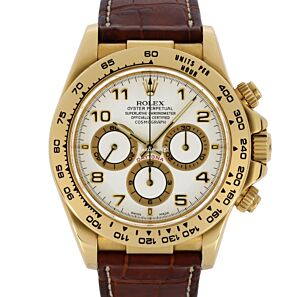 Rolex Daytona Yellow Gold White Dial Leather Strap 116518