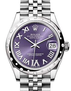 Rolex Datejust 31 White Gold/Steel Aubergine Roman VI Diamond Dial & Bezel Jubilee Bracelet 278344RBR - BRAND NEW