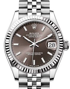 Rolex Datejust 31 White Gold/Steel Dark Grey Index Dial & Fluted Bezel Jubilee Bracelet 278274 - BRAND NEW