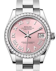 Rolex Datejust 31 White Gold/Steel Pink Roman Dial & Diamond Bezel Oyster Bracelet 278384RBR - BRAND NEW