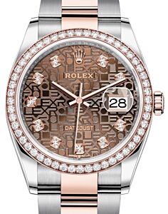 Rolex Datejust 36 Rose Gold/Steel Chocolate Jubilee Diamond Dial & Diamond Bezel Oyster Bracelet 126281RBR - BRAND NEW