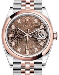 Rolex Datejust 36 Rose Gold/Steel Chocolate Jubilee Diamond Dial & Domed Bezel Jubilee Bracelet 126201 - BRAND NEW