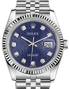 Rolex Datejust 36 White Gold/Steel Blue Jubilee Diamond Dial & Fluted Bezel Jubilee Bracelet 116234