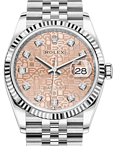 Rolex Datejust 36 White Gold/Steel Pink Jubilee Diamond Dial & Fluted Bezel Jubilee Bracelet 126234 - BRAND NEW