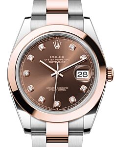 Rolex Datejust 41 Rose Gold/Steel Chocolate Diamond Dial Smooth Bezel Oyster Bracelet 126301 - BRAND NEW