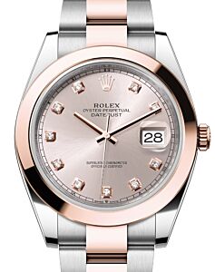 Rolex Datejust 41 Rose Gold/Steel Sundust Diamond Dial Smooth Bezel Oyster Bracelet 126301 - BRAND NEW