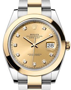Rolex Datejust 41 Yellow Gold/Steel Champagne Diamond Dial Smooth Bezel Oyster Bracelet 126303 - BRAND NEW