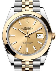 Rolex Datejust 41 Yellow Gold/Steel Champagne Index Dial Smooth Bezel Jubilee Bracelet 126303 - BRAND NEW