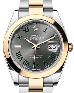 Rolex Datejust 41 Yellow Gold/Steel "Wimbledon" Slate Roman Dial Smooth Bezel Oyster Bracelet 126303 - BRAND NEW