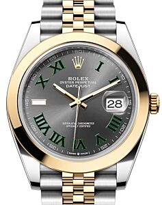 Rolex Datejust 41 Yellow Gold/Steel "Wimbledon" Slate Roman Dial Smooth Bezel Jubilee Bracelet 126303 - BRAND NEW