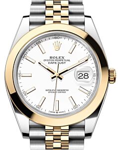 Rolex Datejust 41 Yellow Gold/Steel White Index Dial Smooth Bezel Jubilee Bracelet 126303 - BRAND NEW