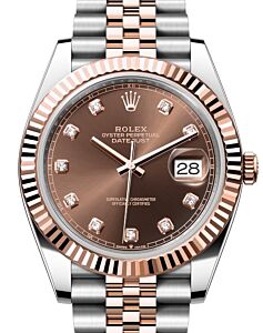 Rolex Datejust 41 Rose Gold/Steel Chocolate Diamond Dial Fluted Bezel Jubilee Bracelet 126331 - BRAND NEW