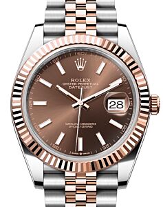 Rolex Datejust 41 Rose Gold/Steel Chocolate Index Dial Fluted Bezel Jubilee Bracelet 126331 - BRAND NEW