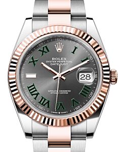 Rolex Datejust 41 Rose Gold/Steel "Wimbledon" Slate Roman Dial Fluted Bezel Oyster Bracelet 126331 - BRAND NEW